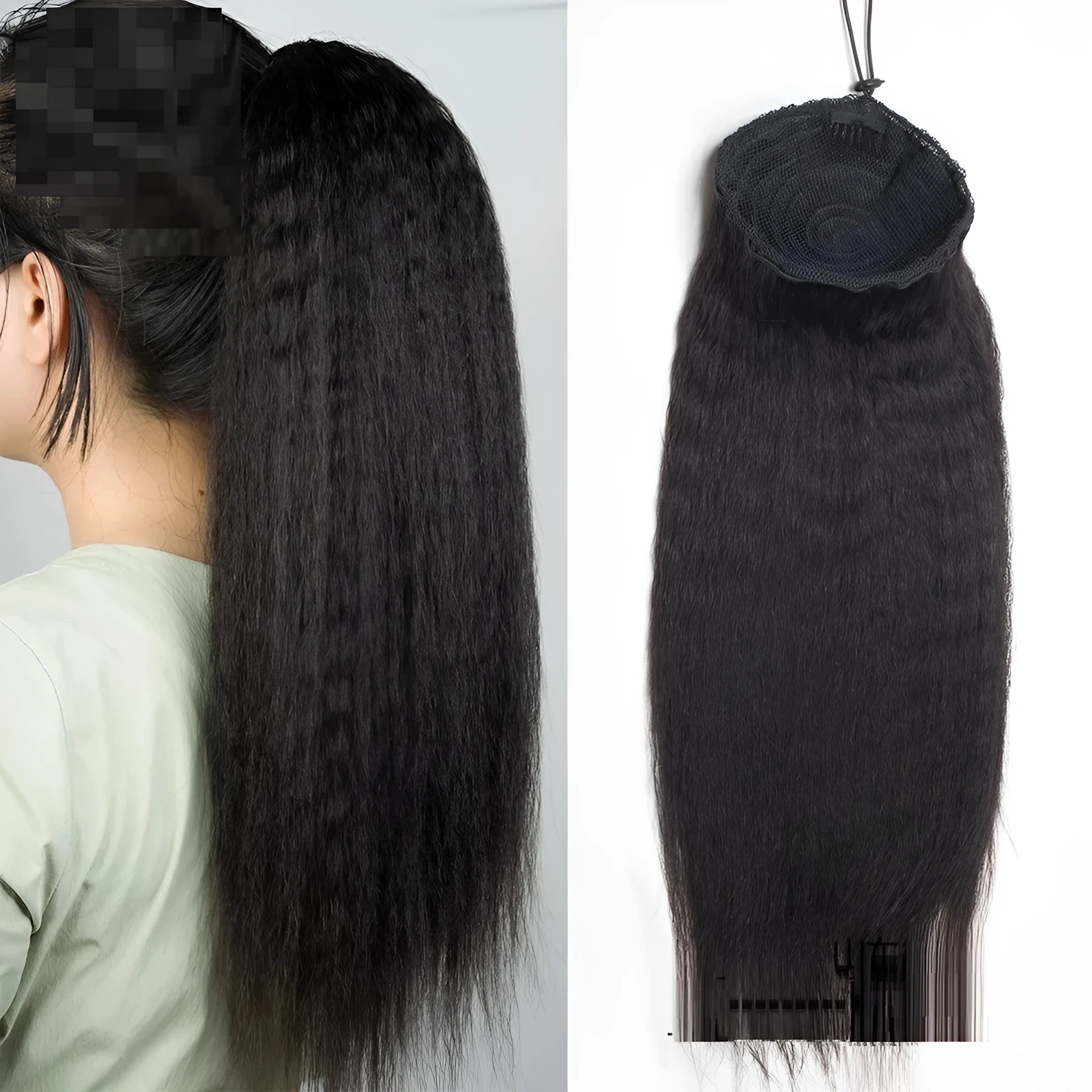 Ladies bandage real hair ponytail cornbeard piece in natural colour, 10 inch length