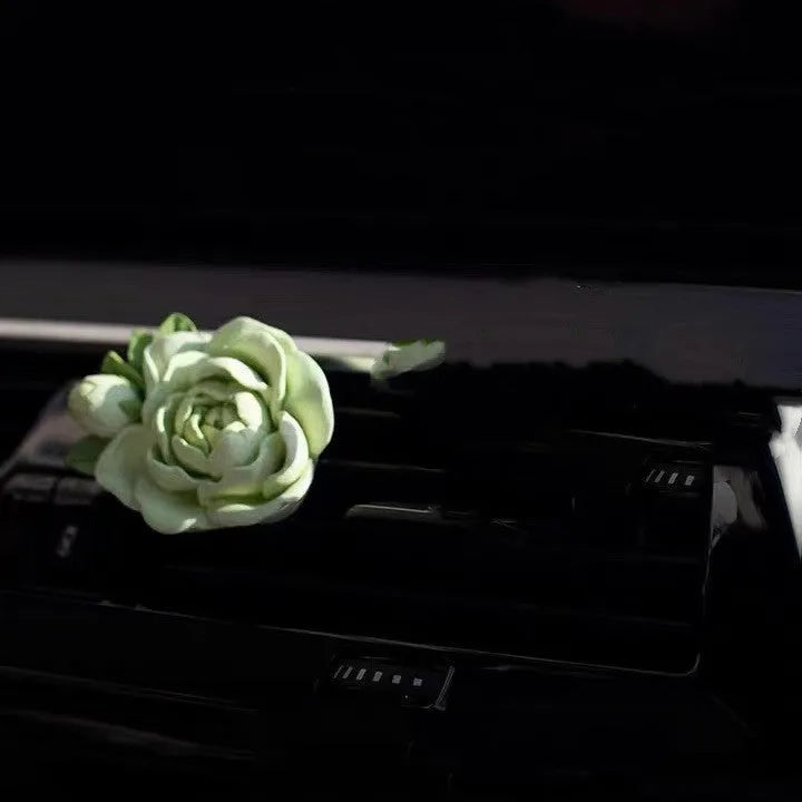 Jasmine car perfume solid gypsum air vent clip with 5ml essential oil in beige white or fresh green