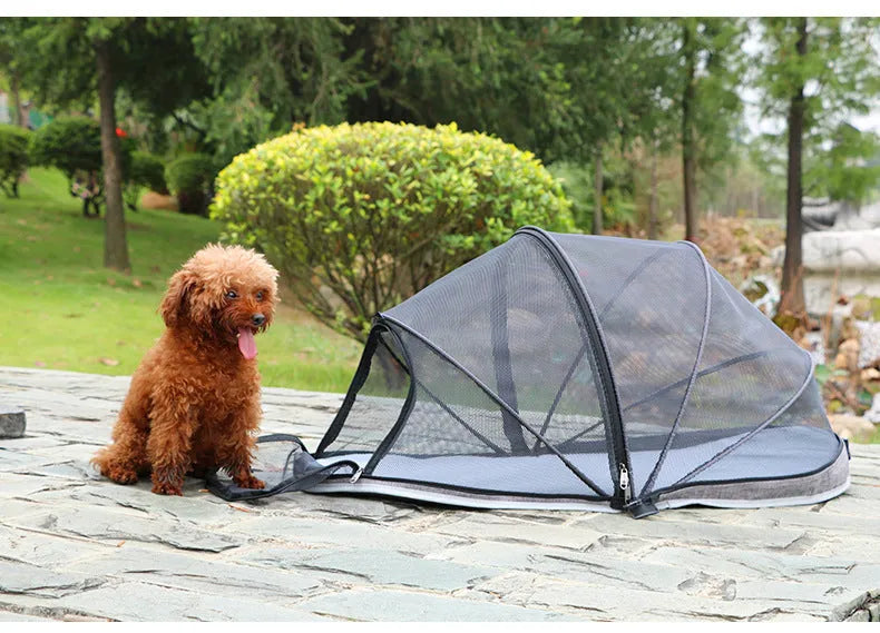 Pet folding tent for cats with cloth construction and mesh panels in L code size