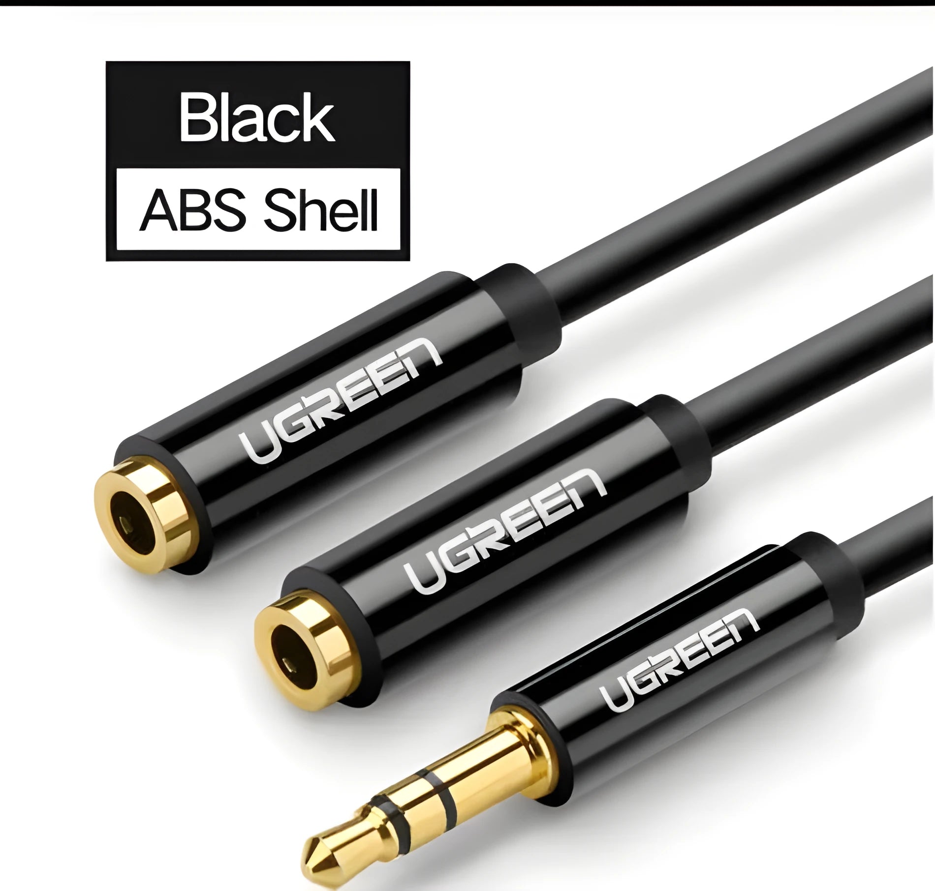 Short 20cm black 3.5mm headphone cable with gold-plated connectors for earphone models