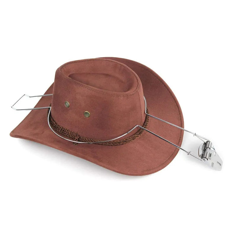 Brown chrome-plated iron car hat stand for interior vehicle coat and hat storage