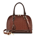 Shiny PU leather crossbody shoulder bag in shell shape with 22x30x15cm dimensions