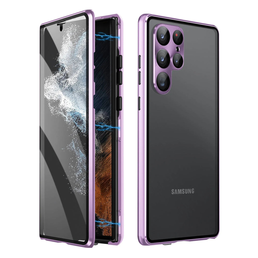 Magnetic phone case with privacy mirror for Samsung Galaxy S24 Ultra in multiple colour options