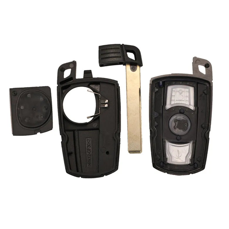 BMW CAS3 remote control key replacement with three keys showing metal and plastic construction
