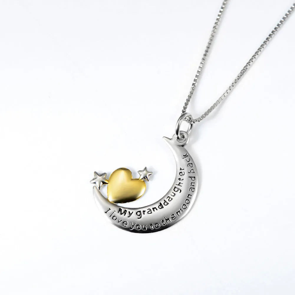 925 silver moon and star pendant necklace on 18 inch chain, pendant size 27x21mm