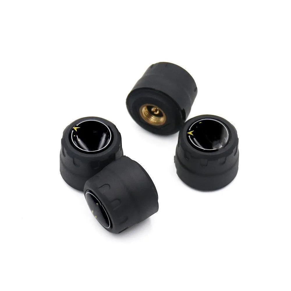 Bluetooth 5.0 automotive tire pressure monitor with four external sensors, wrench, and anti-theft screws
