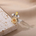Gold and platinum rotatable decompression ring with adjustable opening and geometric round design