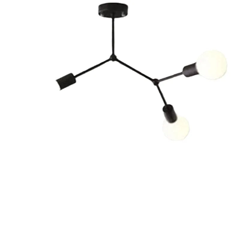 Iron chandelier ceiling lamp with multiple light heads in Nordic black or white finish