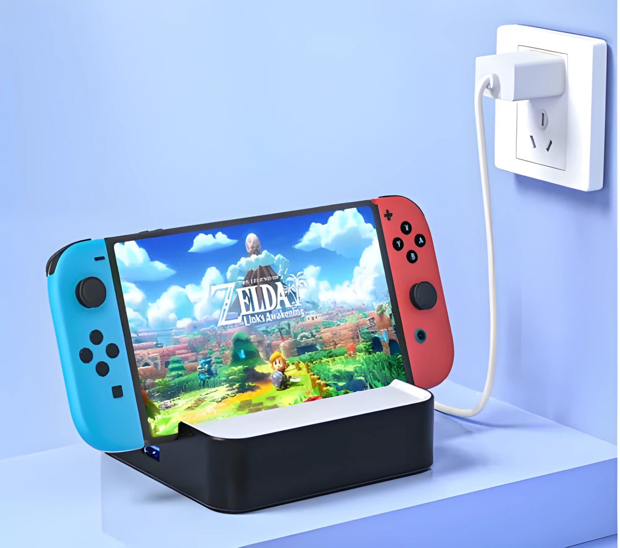 Portable game console rotary adapter with USB-C port in a silver PVC-aluminium housing.
