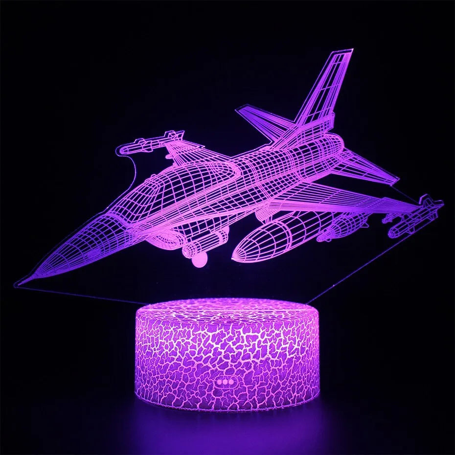 Cartoon airplane-shaped night light with touch control and colour-changing LED