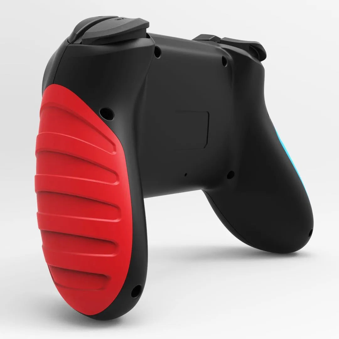 Red and blue wireless Bluetooth gamepad for Nintendo Switch and PC on a table
