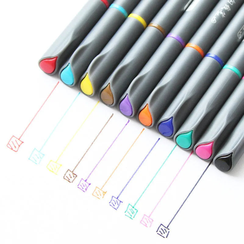 Ten hook line drawing pens with 0.38mm tips for architectural and technical drafting