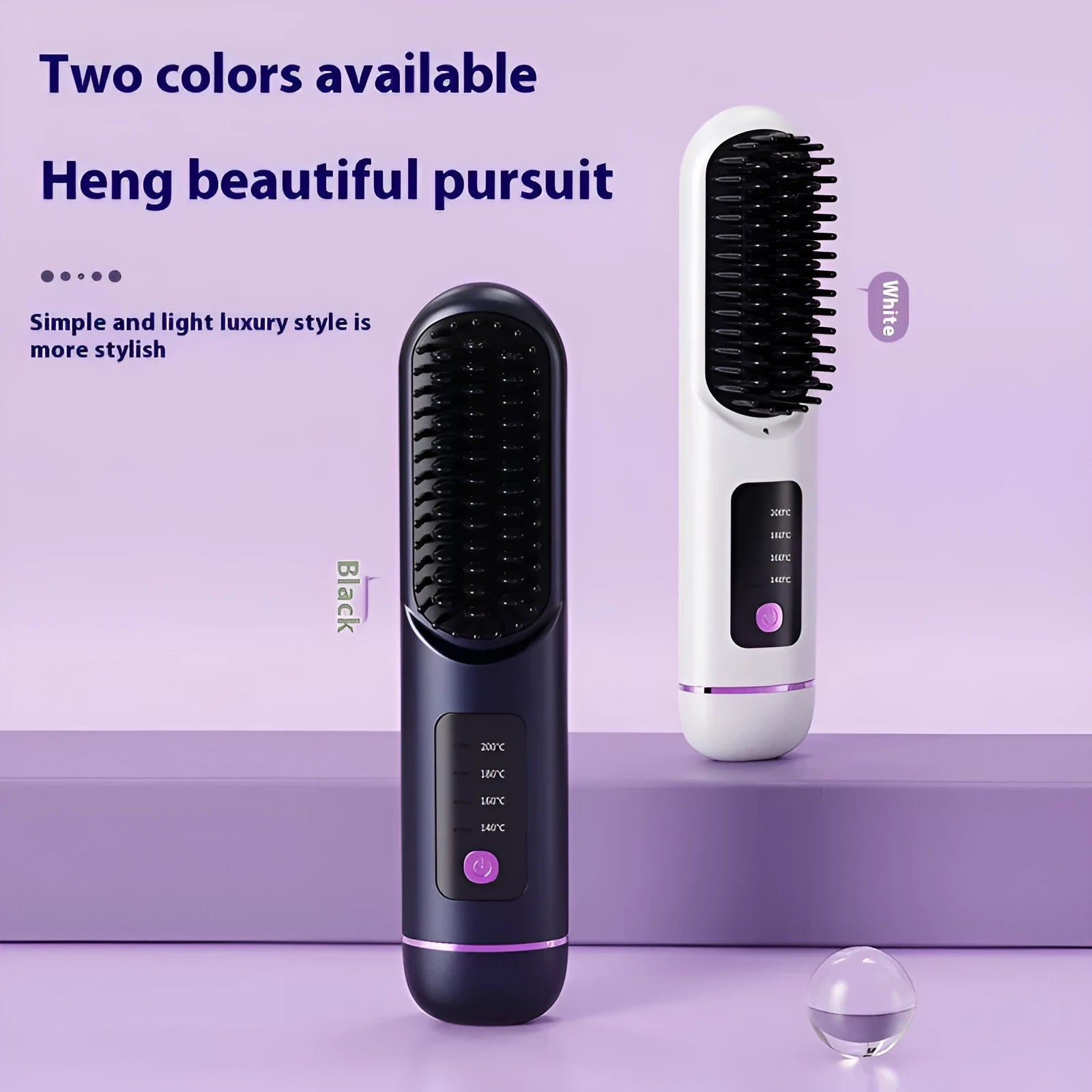 Portable charging negative ion straight hair comb in white, dark blue, or grey colour.