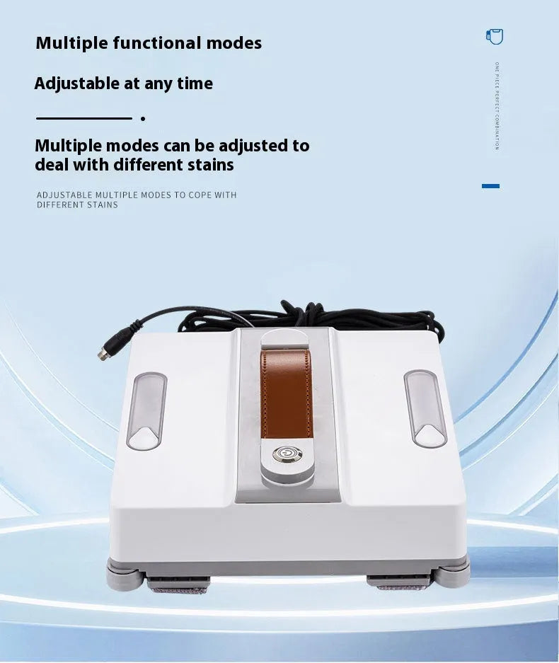 White intelligent window cleaning robot for high-rise windows with app and voice control features