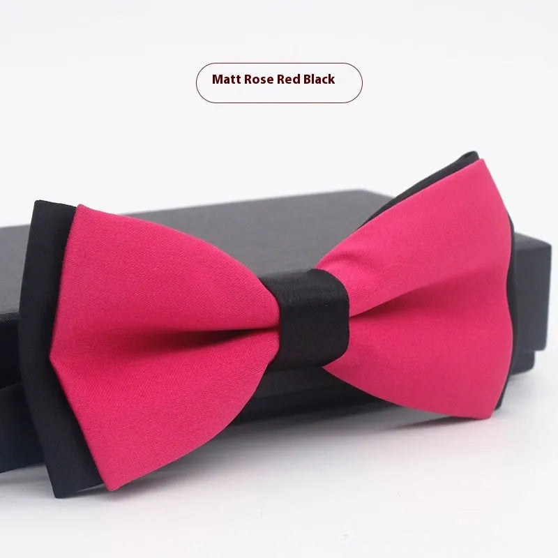 Flat head style bow tie in small plaid pattern measuring 12x6cm for formal wedding and business wear