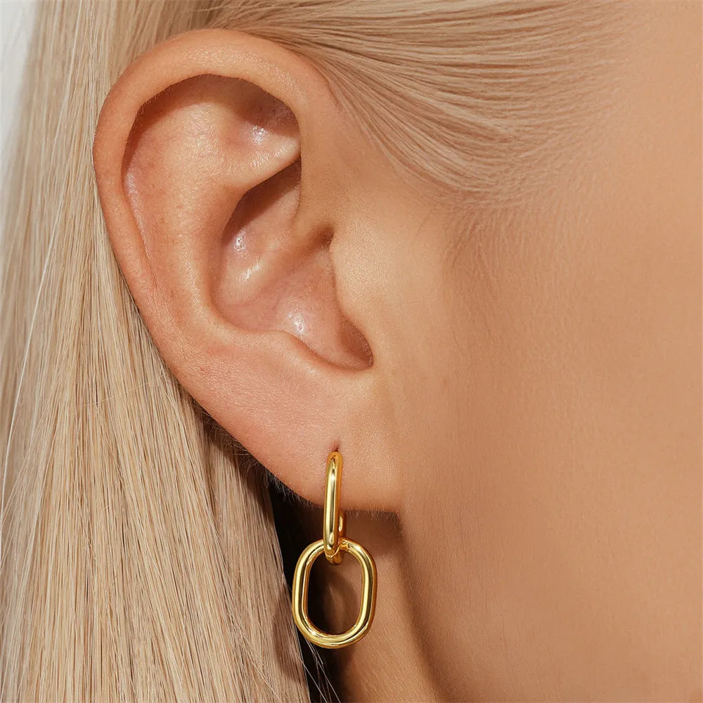 Brass diamond earclip earrings with electroplated golden finish and geometric design