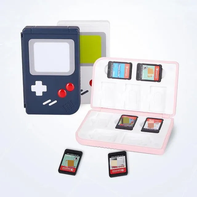 Lightweight plastic game card storage box for Nintendo Switch OLED and Lite in blue pink or white