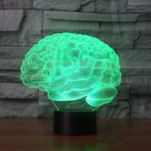 3D acrylic brain illusion LED lamp with colourful lighting on ABS base with remote control