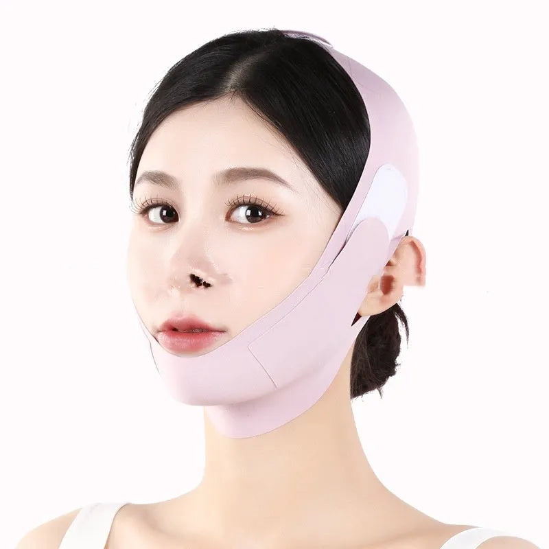Graphene fabric face shaping mask in purple and green colours for facial contouring