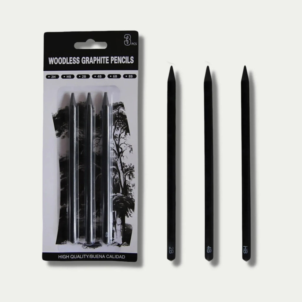 Wood-free graphite sketching pencils set with six grades HB 2B 4B 6B 8B EE for art drawing