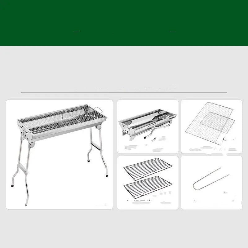 Stainless steel portable folding barbecue oven with cooking grill for outdoor use