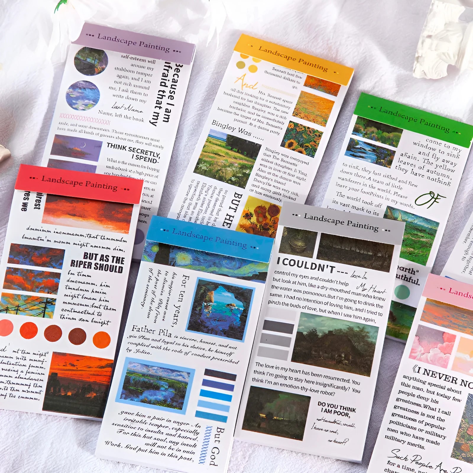 Landscape painting paper stickers measuring 60x120mm from famous art series