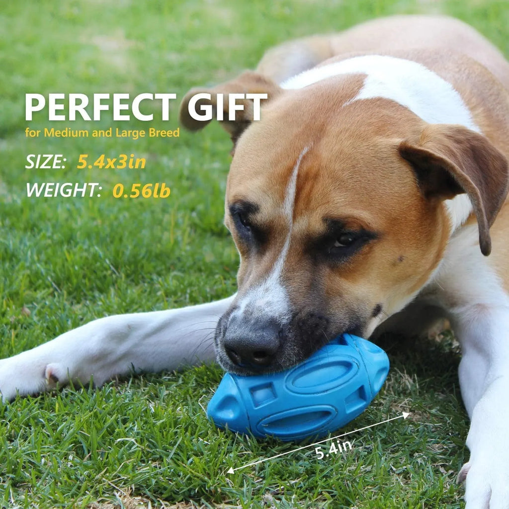 Blue green orange natural rubber squeaky dog chew toy for large breed dogs