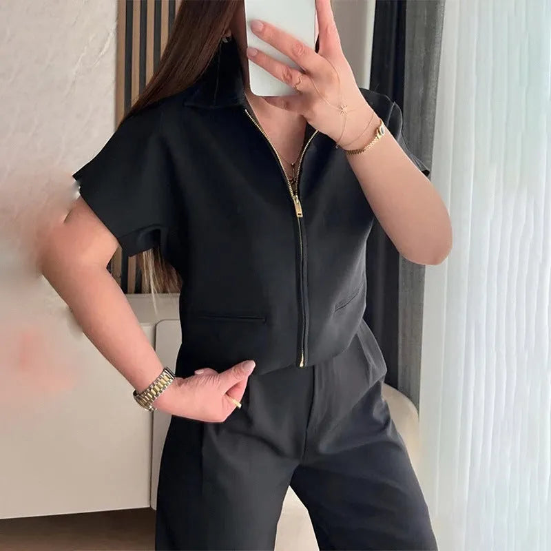 Damascus loose fit casual polyester top in white, black or yellow with short sleeves