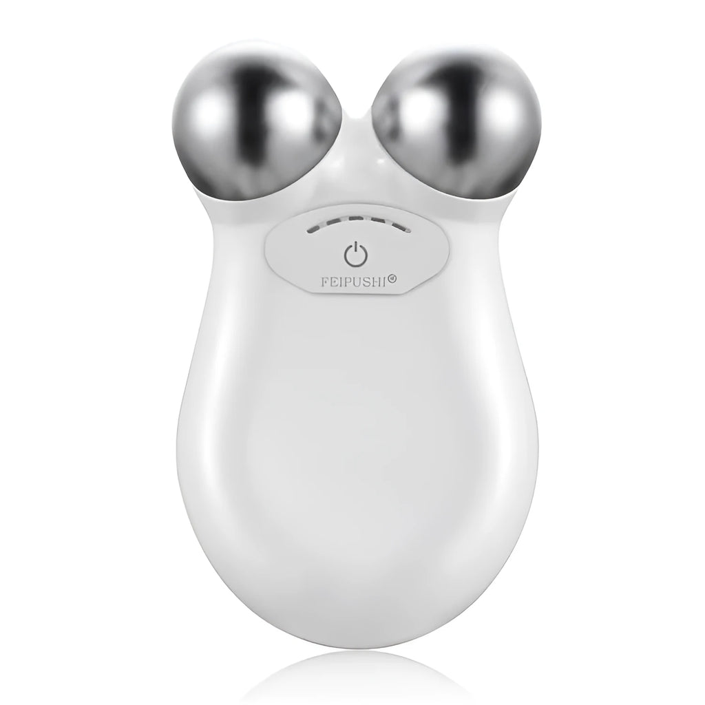 Pink or white microcurrent facial lifting device with compact design for skin firming treatments