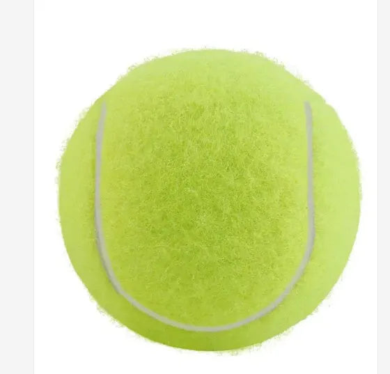 Bright pink durable rubber dog tennis ball with bite-resistant design for aggressive chewers.