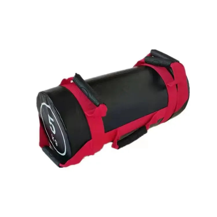 Flat white PVC fitness training sandbag for weight lifting and strength conditioning.