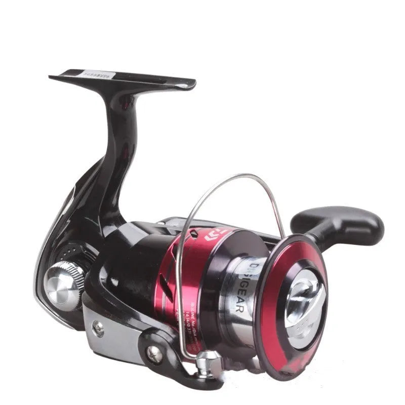 SWEEPFIRE 2B CS alloy spinning fishing reel on display with multiple series options