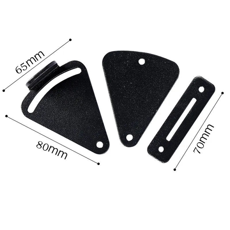 Black stainless steel sliding barn door lock shown in two sizes for different door gaps.