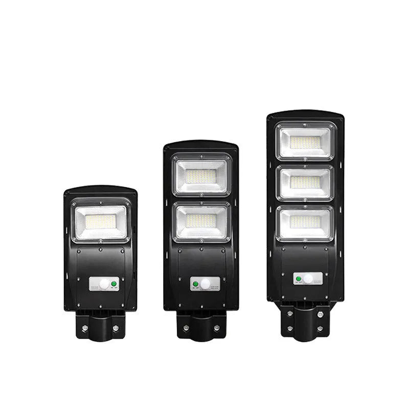 Integrated solar street light with LED illumination and remote control for outdoor household use