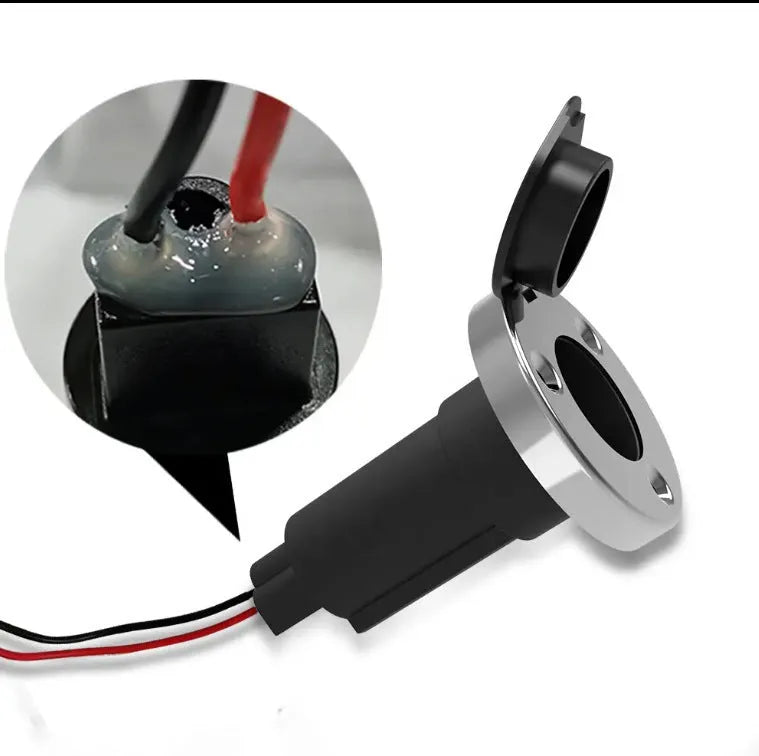 Stainless steel yacht anchor light ring socket with ABS base and bottom wiring connectors