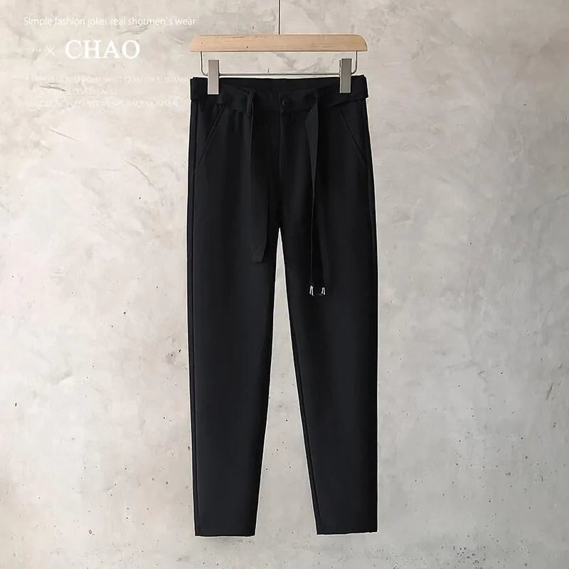 Boys slim straight wool trousers in black, white, dark grey and light grey colours
