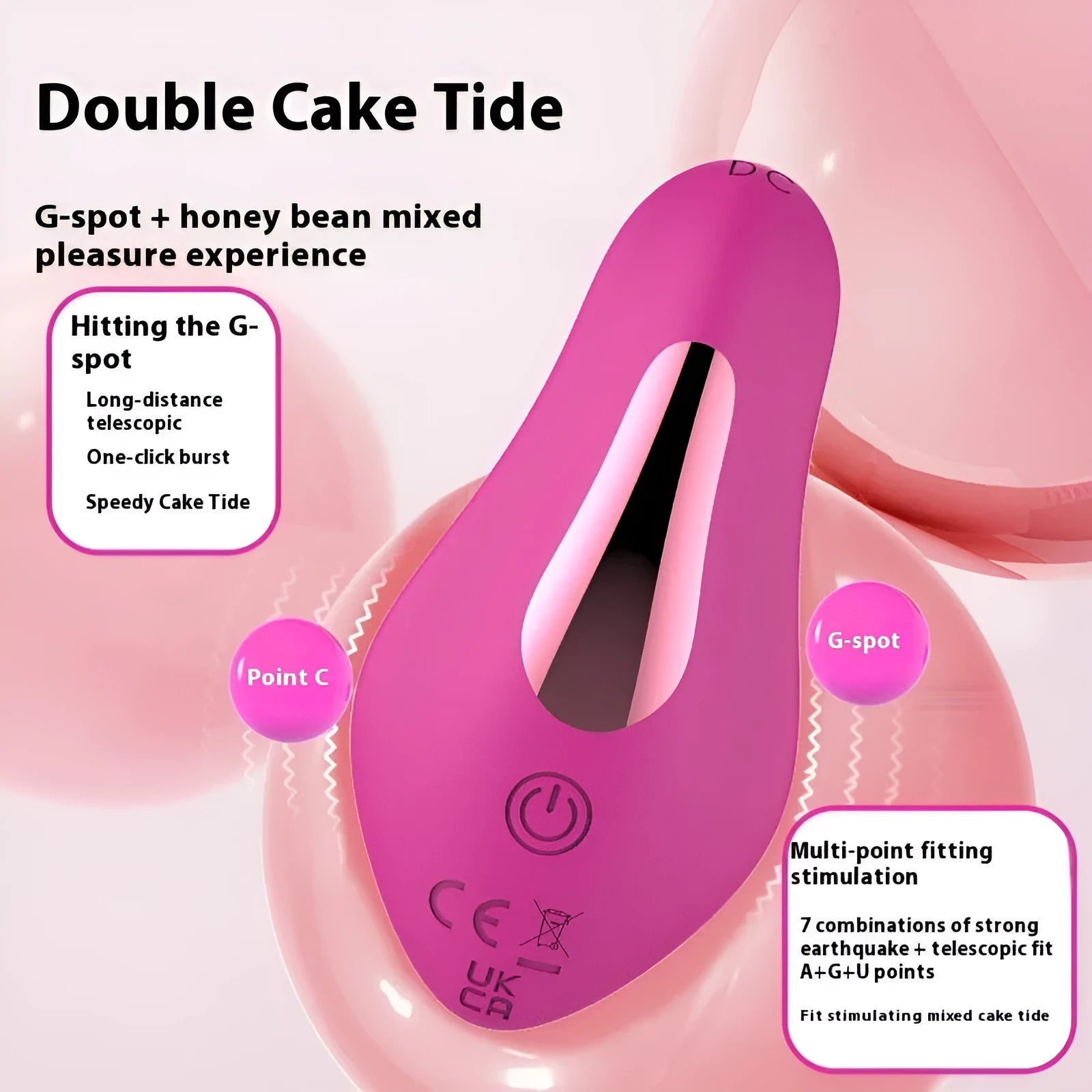 Rose red wearable female massager with silicone construction and APP remote control functionality