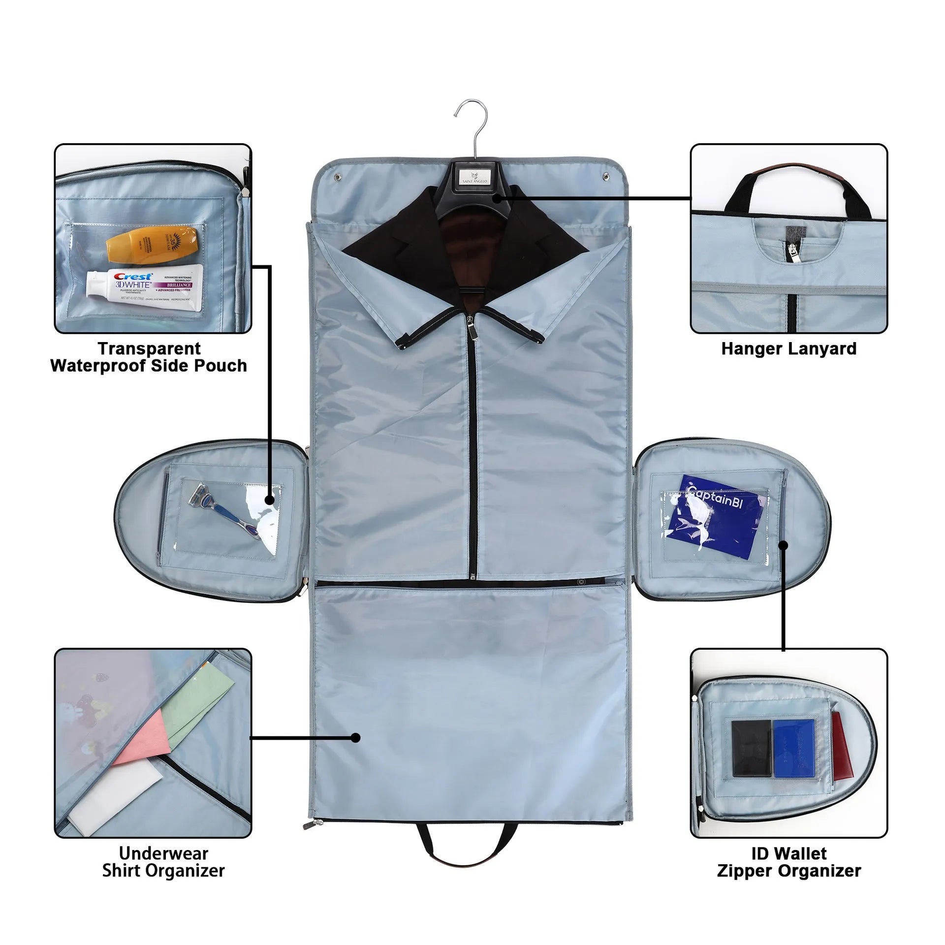 Folding multifunctional luggage bag in Oxford cloth with 36-55L capacity for travel and workouts