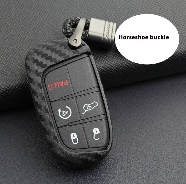 Silicone car key case with carbon fibre pattern for Dodge Chrysler Fiat remote keys