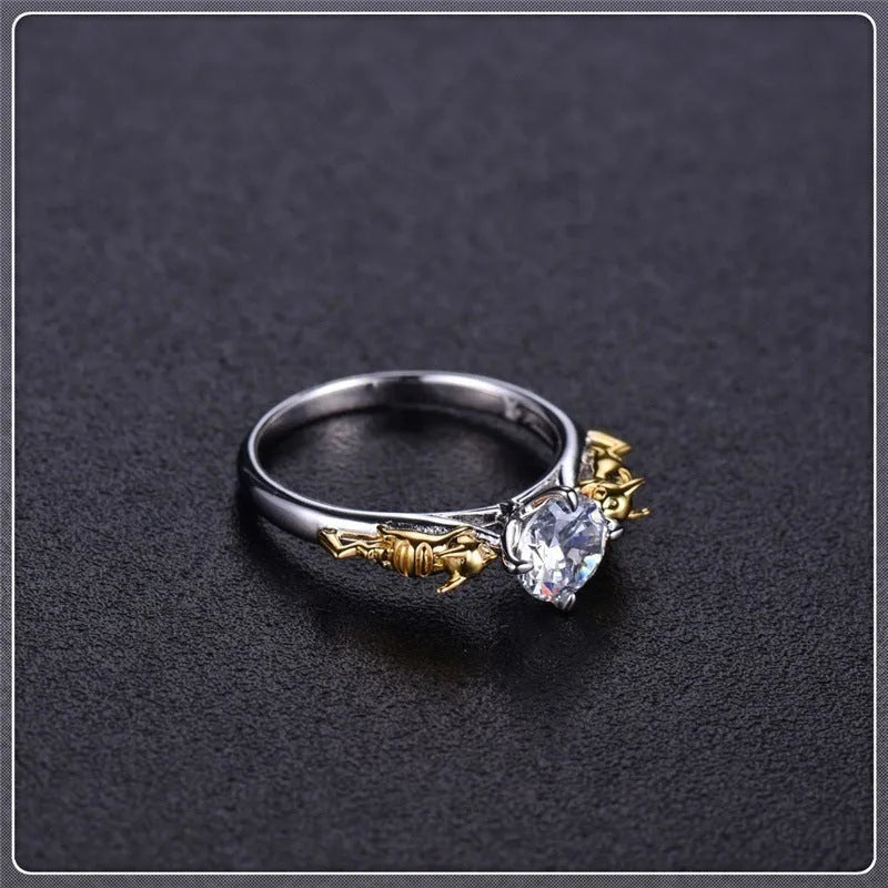 Black gold crystal crown cosplay ring made from copper, showing crown modelling.