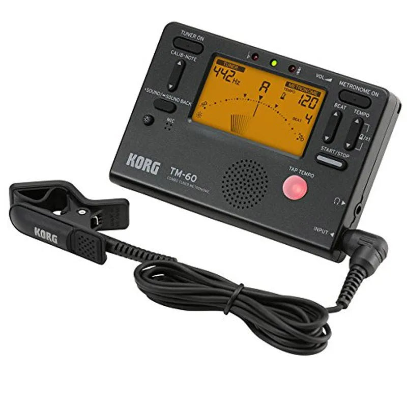 TM-60 model tuner and metronome device with plastic shell in black or white colour options
