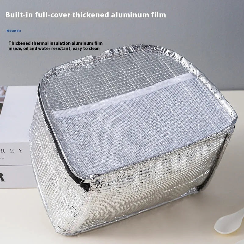 Large insulated lunch box bag in textured cloth with modern simplicity style
