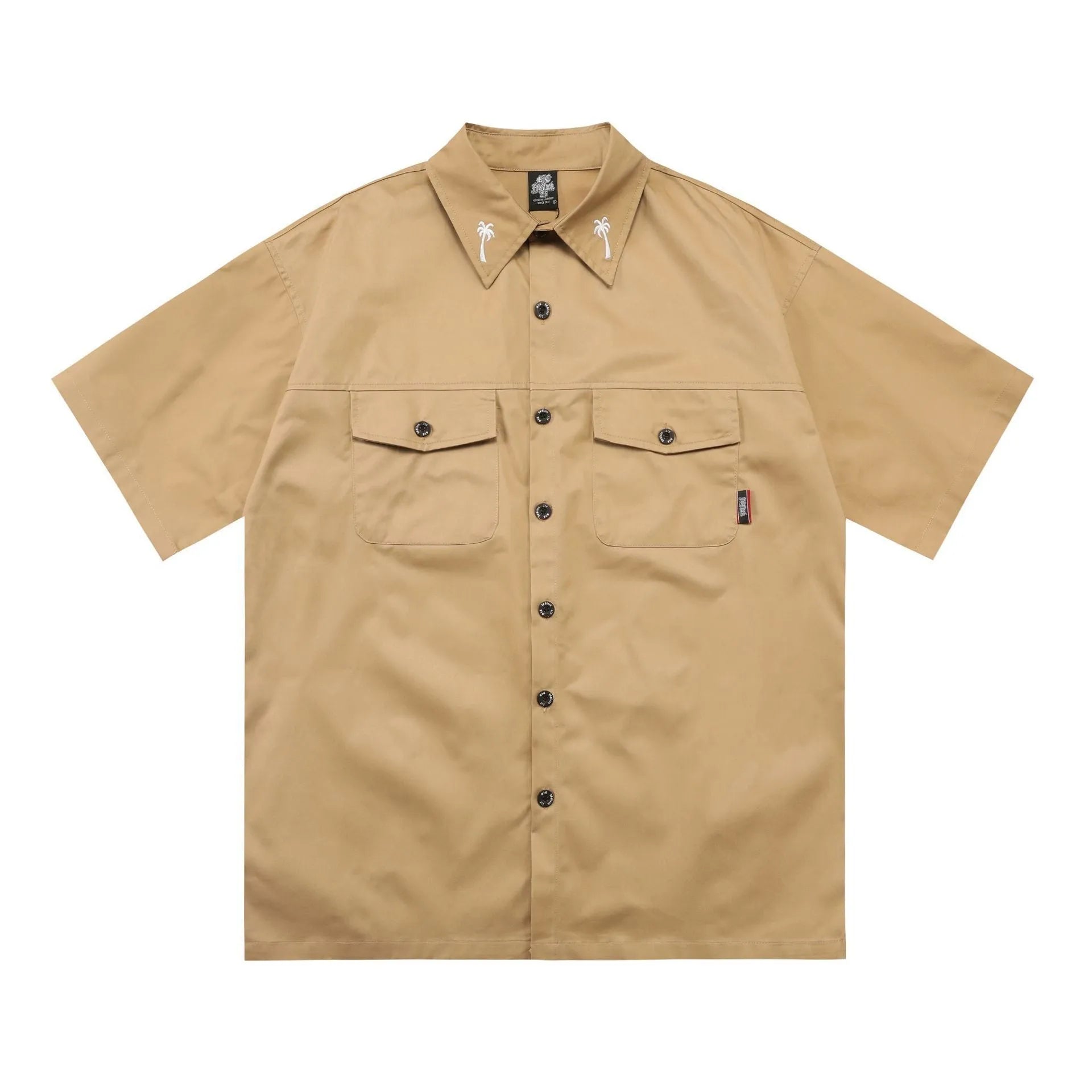 Men's black cotton blend pocket shirt with half sleeves and chest pocket