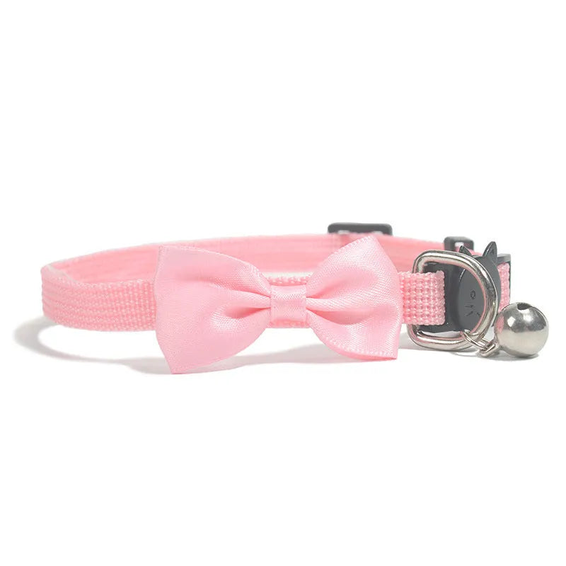 Adjustable nylon cat collar with bell in striped pattern available in multiple colours like red blue and green