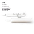 White PU sponge bondage restraint set showing handcuffs, foot cuffs, and a neck cuff on a neutral background.