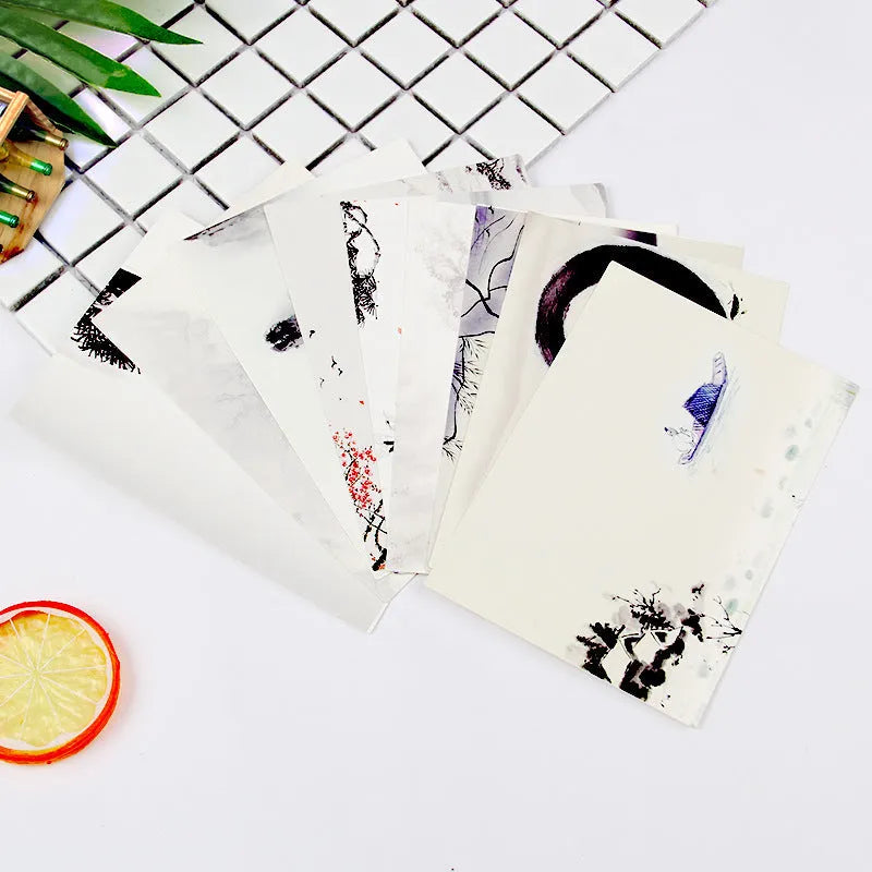 Set of nine retro Paris tower minimalist cartoon postcards in Japanese style