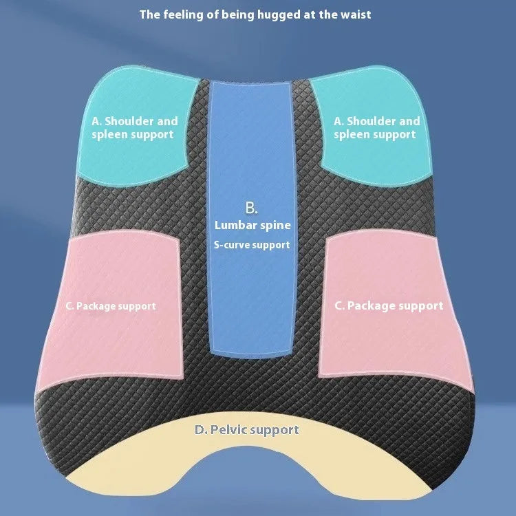 Office station chair lumbar support body in gray navy blue or pink with 40x40x8cm dimensions and polyester fiber filling