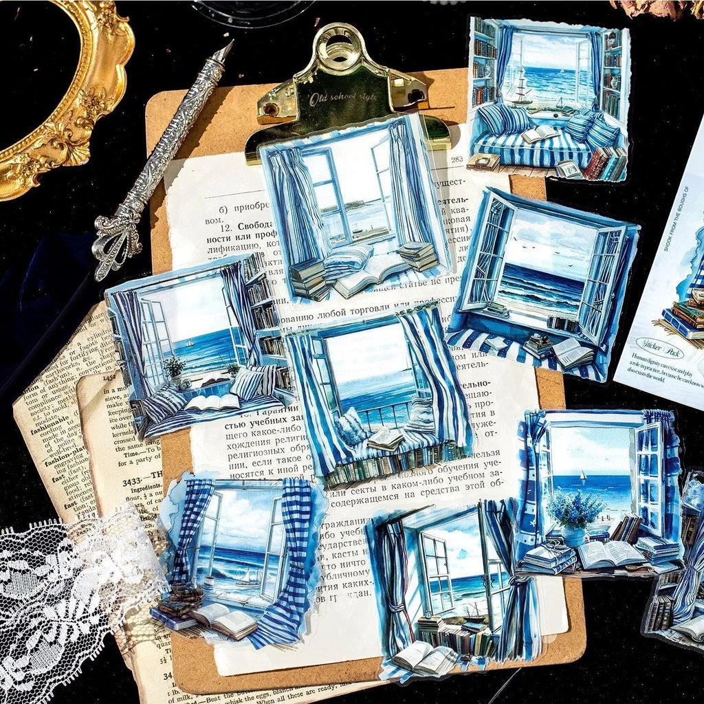 Window Story Series retro journal decorative stickers showing six colour theme designs