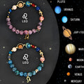 Two natural stone beaded bracelets for zodiac signs, showing textured beads and adjustable fit.