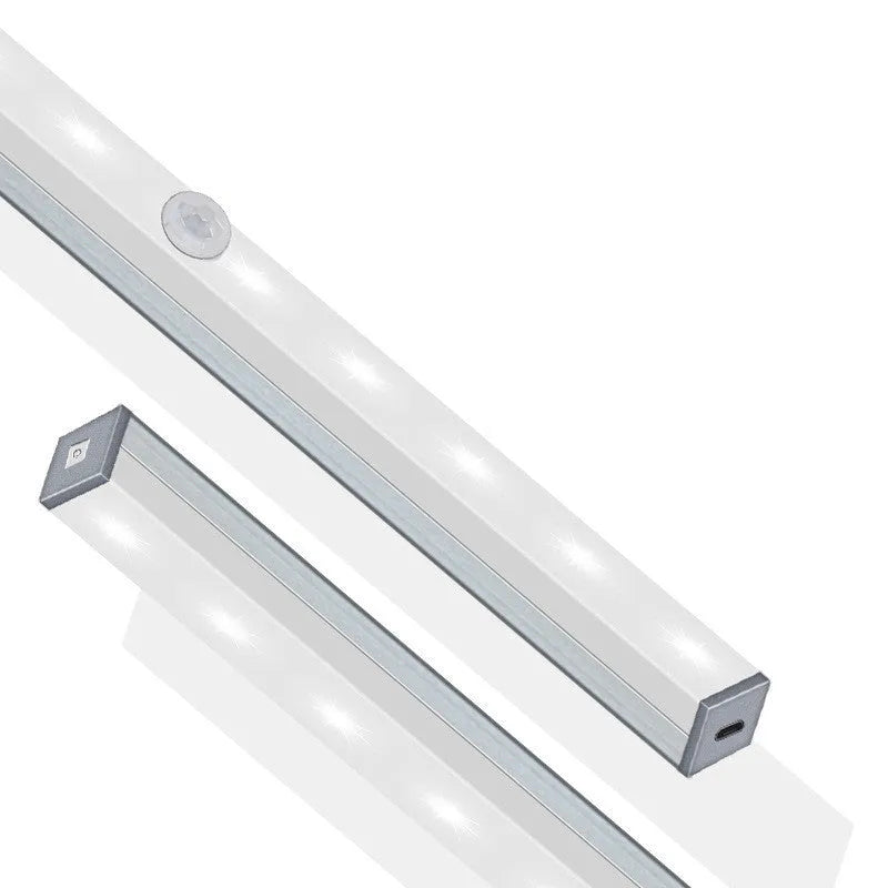 Silver aluminium LED closet light with magnetic back and human body motion sensor